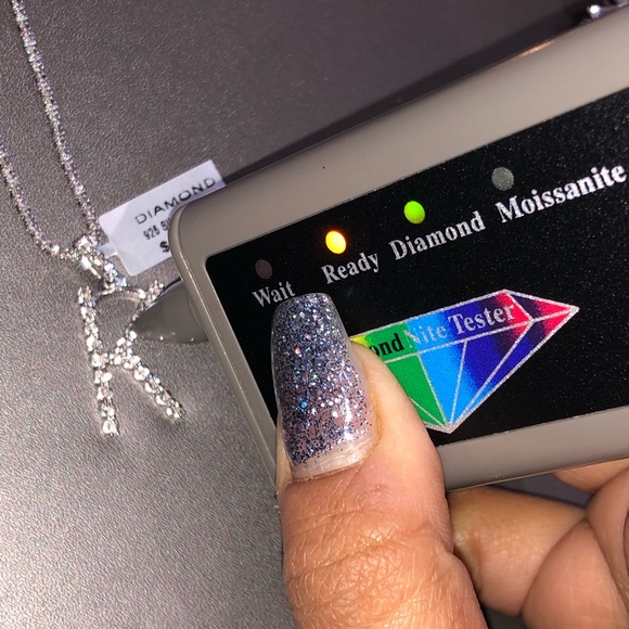 Stunning real diamond initial pendant w /beautiful Turkish chain not CZ not fake - Picture 7 of 9